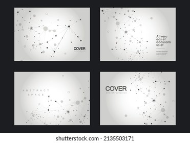 Abstract composition with connect dots and lines Business molecular atomic collection. A4 brochure title certificate, creative presentation. Polygonal shapes background