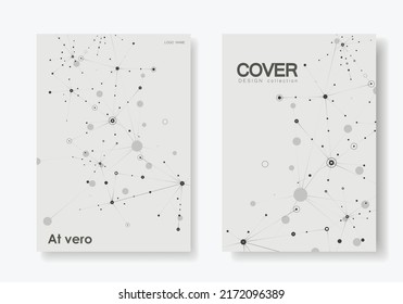 Abstract composition with connect dots and lines Business molecular atomic collection. A4 brochure title certificate, creative presentation. Polygonal shapes background