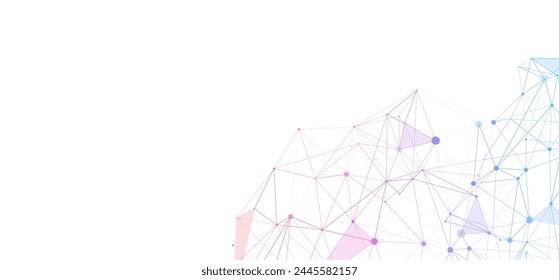 Abstract composition with connecting dots and lines. Global network connection. Geometric connected abstract background