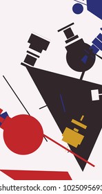 An abstract composition consisting of chaotically scattered geometric elements. Vector illustration of a style of supermatism. Creative retro poster