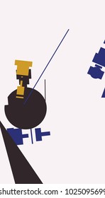 An abstract composition consisting of chaotically scattered geometric elements. Vector illustration of a style of supermatism. Creative retro poster