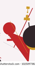 An abstract composition consisting of chaotically scattered geometric elements. Vector illustration of a style of supermatism. Creative retro poster