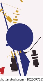 An abstract composition consisting of chaotically scattered geometric elements. Vector illustration of a style of supermatism. Creative retro poster