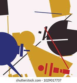 An abstract composition consisting of chaotically scattered geometric elements. Vector illustration of a style of supermatism. Creative retro poster