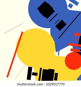 An abstract composition consisting of chaotically scattered geometric elements. Vector illustration of a style of supermatism. Creative retro poster