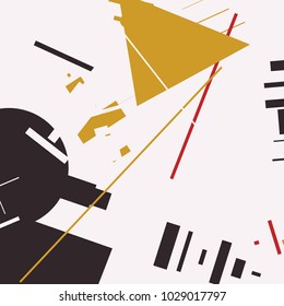 An abstract composition consisting of chaotically scattered geometric elements. Vector illustration of a style of supermatism. Creative retro poster