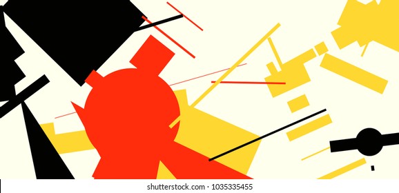 An abstract composition consisting of chaotically scattered geometric elements. Vector illustration of a style of supermatism. Creative retro poster