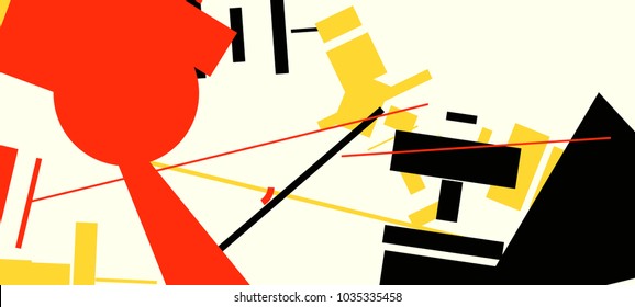 An abstract composition consisting of chaotically scattered geometric elements. Vector illustration of a style of supermatism. Creative retro poster