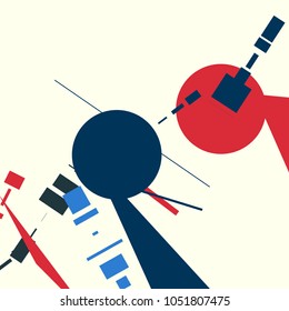 An abstract composition consisting of chaotically scattered geometric elements. Vector illustration of a style of supermatism. Creative retro poster