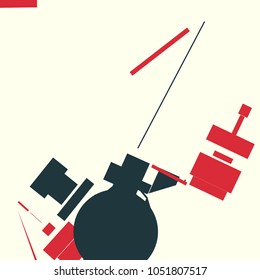 An abstract composition consisting of chaotically scattered geometric elements. Vector illustration of a style of supermatism. Creative retro poster