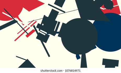 An abstract composition consisting of chaotically scattered geometric elements. Vector illustration of a style of supermatism. Creative retro poster