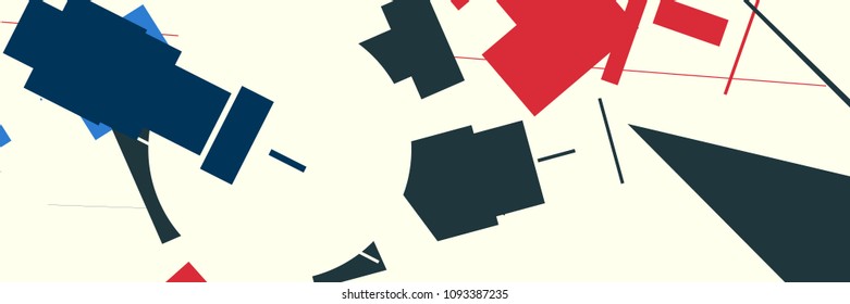 An abstract composition consisting of chaotically scattered geometric elements. Vector illustration of a style of supermatism. Geometrical retro poster