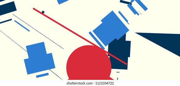 An abstract composition consisting of chaotically scattered geometric elements. Vector illustration of a style of supermatism. Creative retro poster