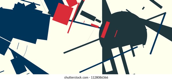 An abstract composition consisting of chaotically scattered geometric elements. Vector illustration of a style of supermatism. Creative retro poster. The image format is suitable for printing on a mug