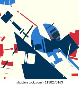 An abstract composition consisting of chaotically scattered geometric elements. Vector illustration of a style of supermatism. Creative retro poster.