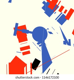 An abstract composition consisting of chaotically scattered geometric elements. Vector illustration of a style of supermatism. Creative retro poster.