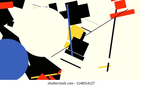 An abstract composition consisting of chaotically scattered geometric elements. Vector illustration of a style of supermatism. Creative retro poster.