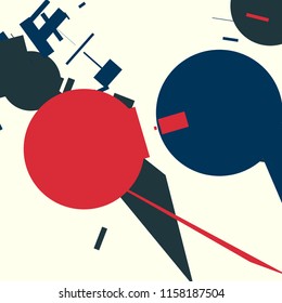 An abstract composition consisting of chaotically scattered geometric elements. Vector illustration of a style of supermatism. Creative retro poster.