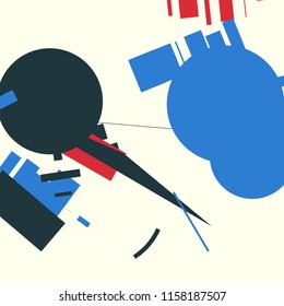 An abstract composition consisting of chaotically scattered geometric elements. Vector illustration of a style of supermatism. Creative retro poster.