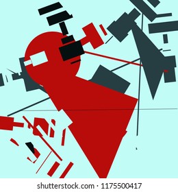 An abstract composition consisting of chaotically scattered geometric elements. Vector illustration of a style of supermatism. Creative retro poster.