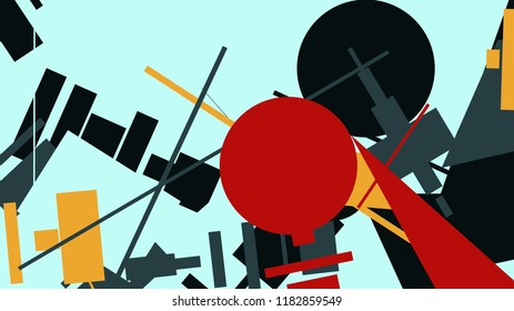 An abstract composition consisting of chaotically scattered geometric elements. Vector illustration of a style of supermatism. Creative retro poster.