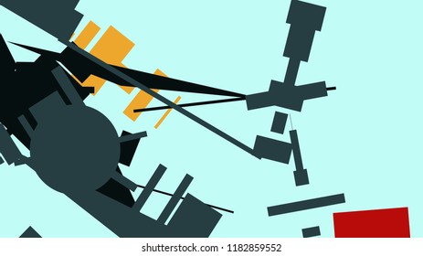 An abstract composition consisting of chaotically scattered geometric elements. Vector illustration of a style of supermatism. Creative retro poster.