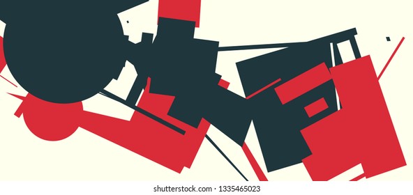 Abstract composition consisting of chaotically scattered geometric elements. Vector illustration of a style of supermatism. Creative retro poster. The image format is suitable for printing on a mug.