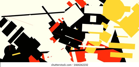 An abstract composition consisting of chaotically scattered geometric elements. Vector illustration of a style of supermatism. Creative retro poster. The image format is suitable for printing on a mug