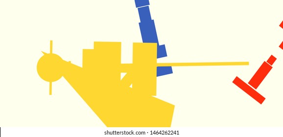 An abstract composition consisting of chaotically scattered geometric elements. Vector illustration of a style of supermatism. Creative retro poster. The image format is suitable for printing on a mug