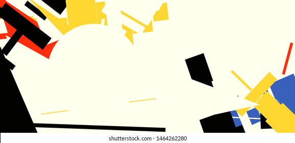 An abstract composition consisting of chaotically scattered geometric elements. Vector illustration of a style of supermatism. Creative retro poster. The image format is suitable for printing on a mug