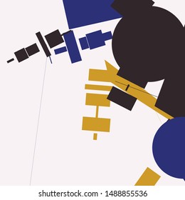 An abstract composition consisting of chaotically scattered geometric elements. Vector illustration of a style of supermatism. Creative retro poster.