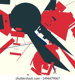 An abstract composition consisting of chaotically scattered geometric elements. Vector illustration of a style of supermatism. Creative retro poster.