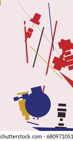 An abstract composition consisting of chaotically scattered geometric elements. Vector illustration of a style of supermatism