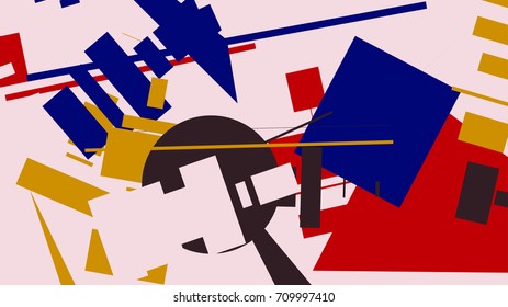 An abstract composition consisting of chaotically scattered geometric elements. Vector illustration of a style of supermatism