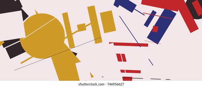 An abstract composition consisting of chaotically scattered geometric elements. Vector illustration of a style of supermatism