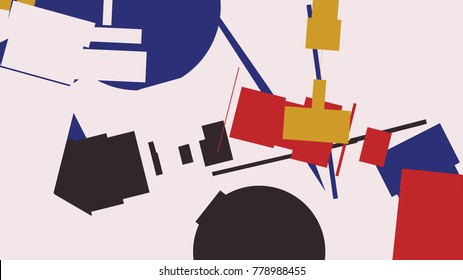 An abstract composition consisting of chaotically scattered geometric elements. Vector illustration of a style of supermatism