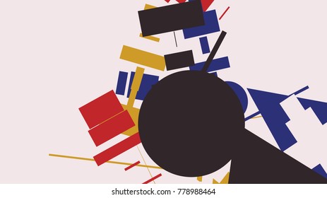 An abstract composition consisting of chaotically scattered geometric elements. Vector illustration of a style of supermatism