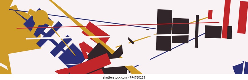 An abstract composition consisting of chaotically scattered geometric elements. Vector illustration of a style of supermatism. Creative retro poster