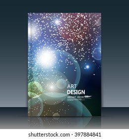 Abstract composition, cosmic sky texture, white cybernetic dot, a4 brochure title sheet, creative figure, banner form, outer space flyer fiber, neon star matrix, starburst elegant surface, EPS 10 font