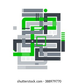 Abstract composition with crossing lines. Style of modern art and graffiti. The design element is isolated on a white background, suitable for prints, posters and CD covers.