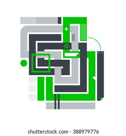 Abstract composition with crossing lines. Style of modern art and graffiti. The design element is isolated on a white background, suitable for prints, posters and CD covers.