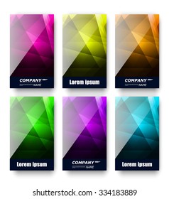 Abstract composition, crystal facet backdrop, business card set, polygonal structure collection, light rays brochure title sheet, correspondence letter, triangle print, frame surface, EPS10 vector
