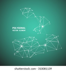 Abstract composition, crystal lattice icon, molecular structure, organic atom sequence, logo background, dots, lines, polygon, chemical element formula, cell, web tangle, EPS 10 vector illustration