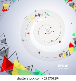 Abstract composition, curl with triangles, blue, Background | EPS10 Vector Illustration