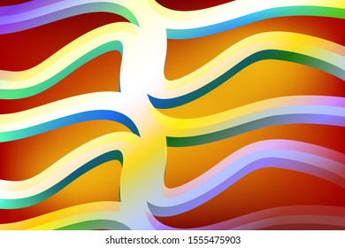Abstract composition of curved, colored, horizontal, gradient lines on a gradient background. Vector image.
