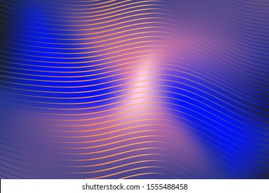 Abstract composition of curved, colored, horizontal, gradient lines on a gradient background. Vector image.