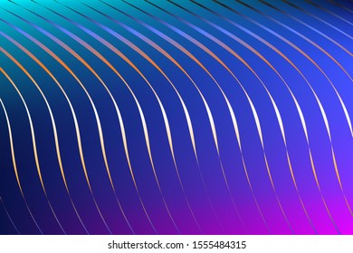 Abstract composition of curved, colored, vertical, gradient lines on a gradient background. Vector image.