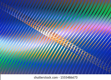 Abstract composition of curved, colored, vertical, gradient lines on a gradient background. Vector image.