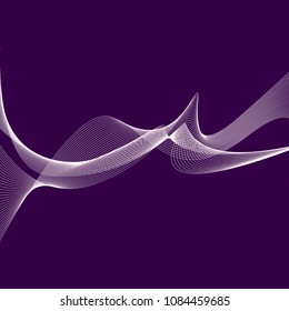 Abstract composition of curved lines on a purple background. Vector image.