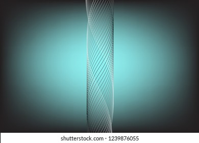 Abstract composition of curved, twisted, colored, gradient lines on a gradient background. Vector image.